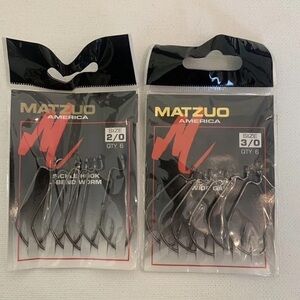 MATZUO Fishing Hooks Sickle Hook J-Bend Worm Hooks Wide Gap Hooks 2 Packs of 6